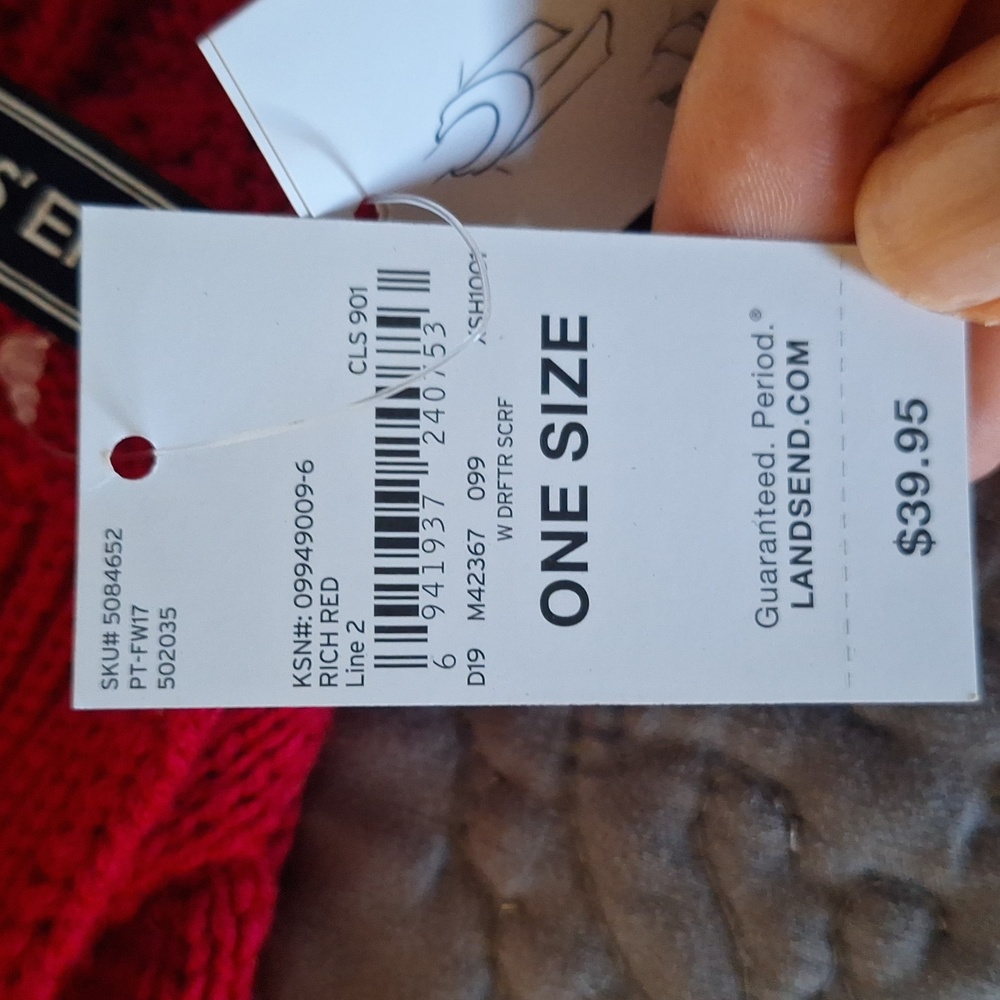 Lands End Red Cable Knit Scarf - Picture 9 of 9